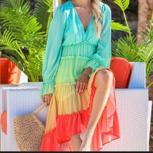 Champagne & Strawberry. Casual beach dress for women size xs